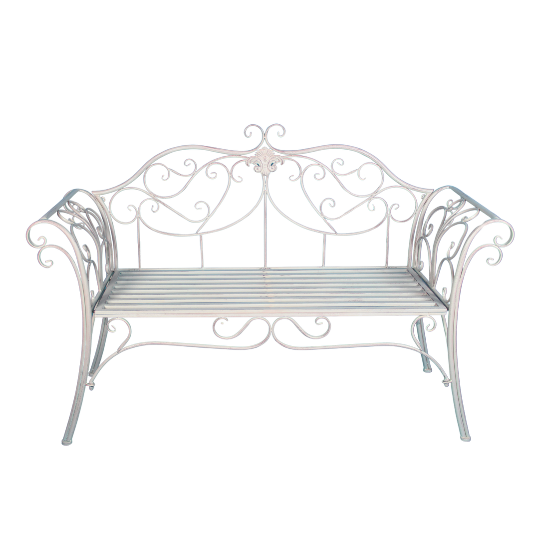 Garden Bench Seat Verona Metal Antique Cream Brush