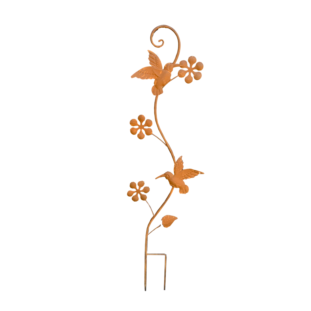 Garden Stake Rust Decorative Petals & Birds