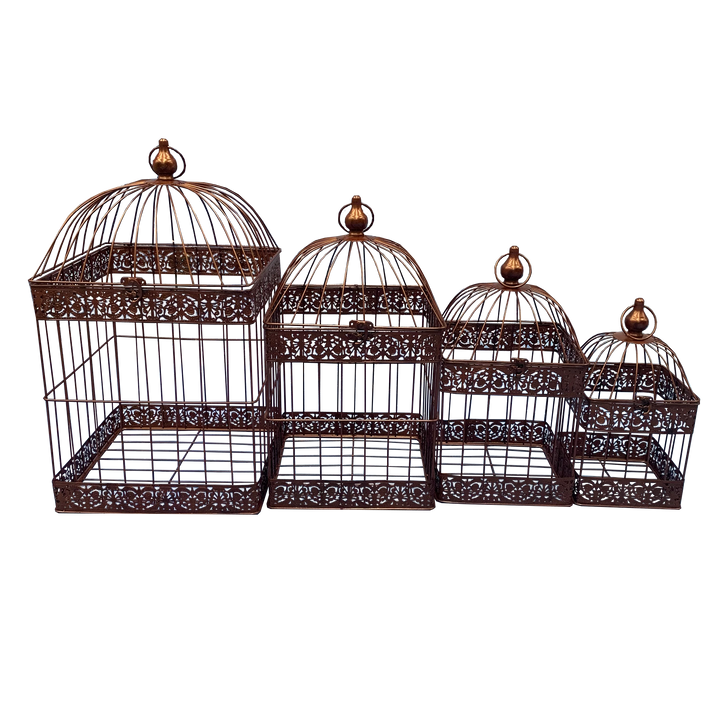 Bird Cage - Square set 4 Rust