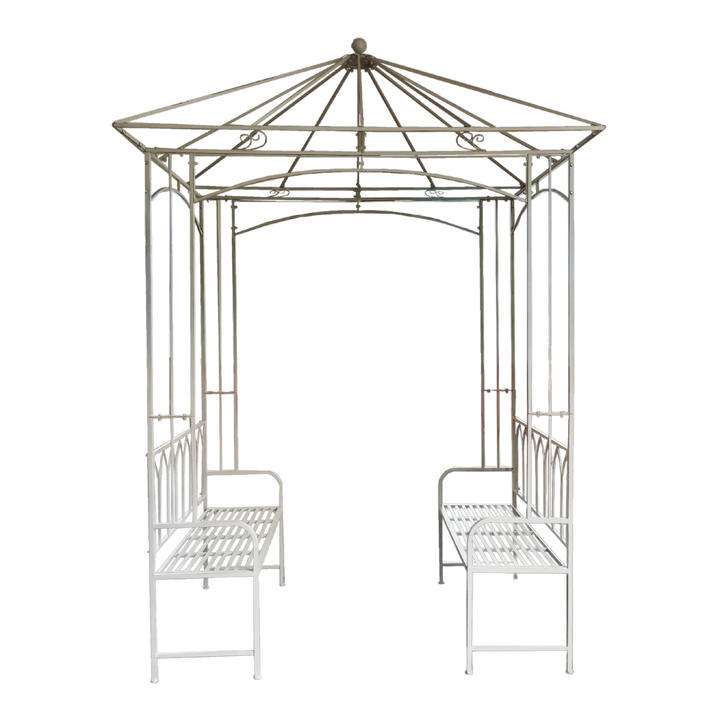 Garden Gazebo - Elena Square with Seats Cream