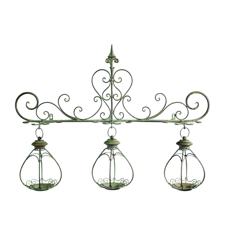 Wall Planter - with three Hanging Planters Rustic Green