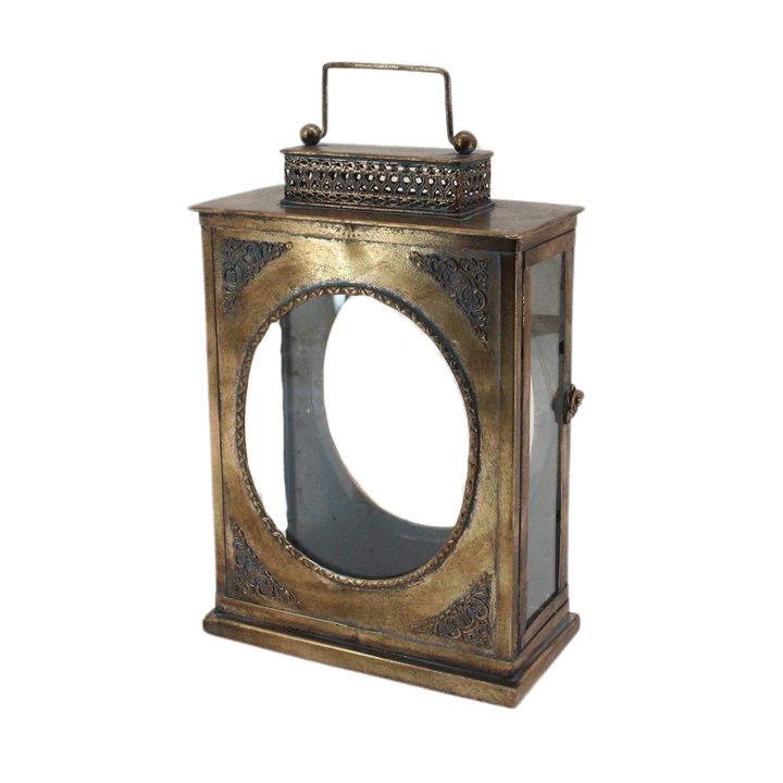 Metal Lantern with Glass - Jade