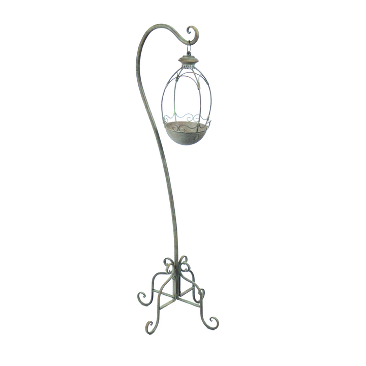 Hanging Planter - on Stand Rustic Green