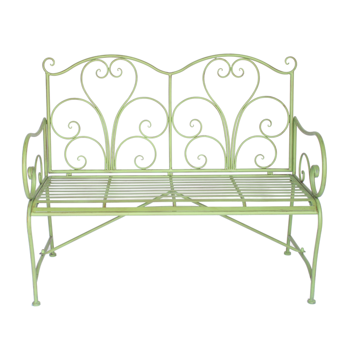Garden Bench - Adele Metal Green Brush
