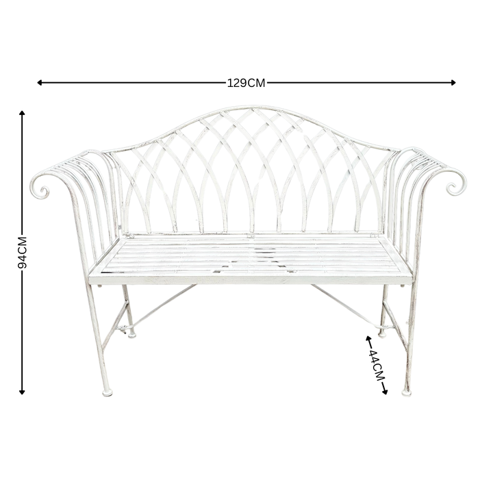 Garden Bench - Harper Distressed Cream