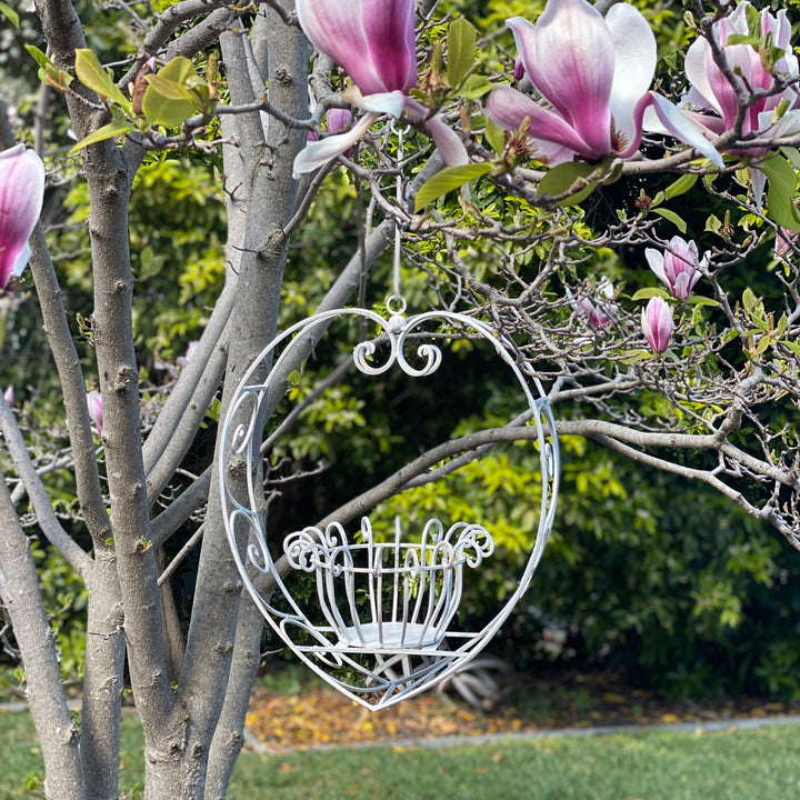 Hanging Planter - Heart Medium Cream