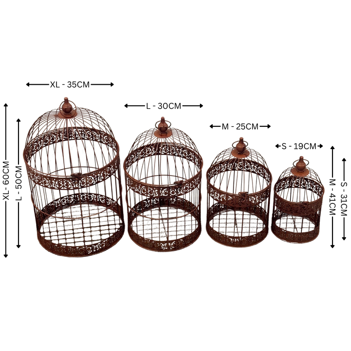 Bird Cage - Round Set 4 Rust