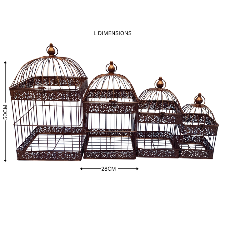 Bird Cage - Square set 4 Rust
