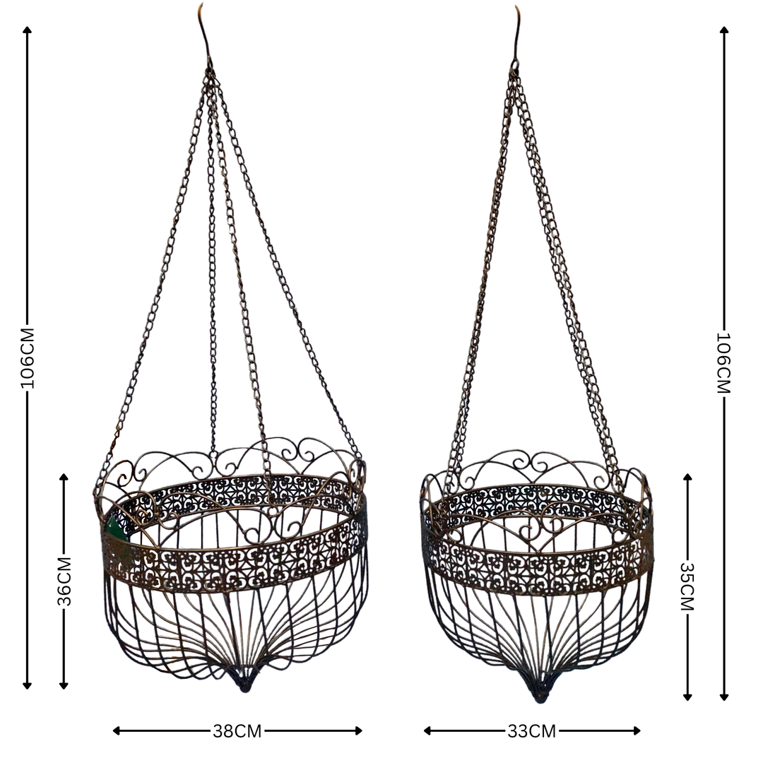 Hanging Planter - Baskets Set of 2 Brown