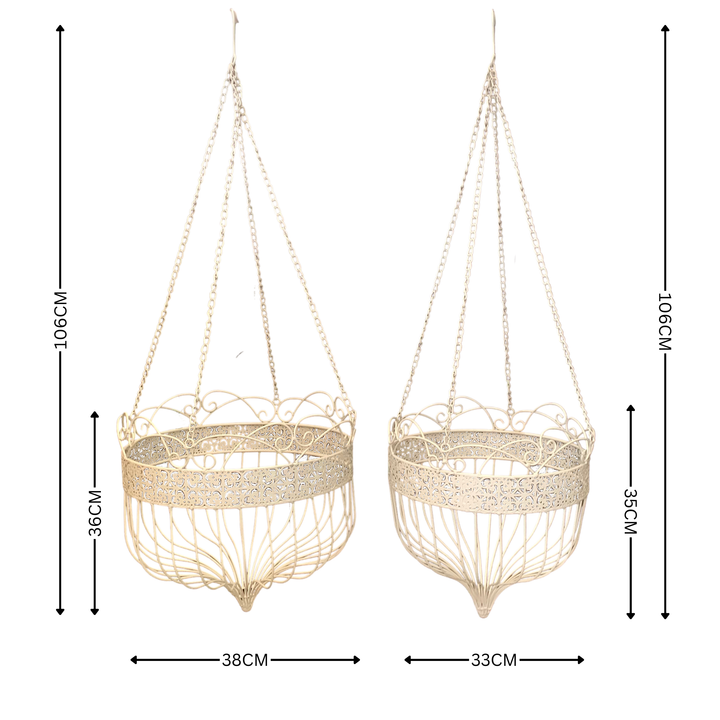 Hanging Planter - Baskets Set of 2 Cream