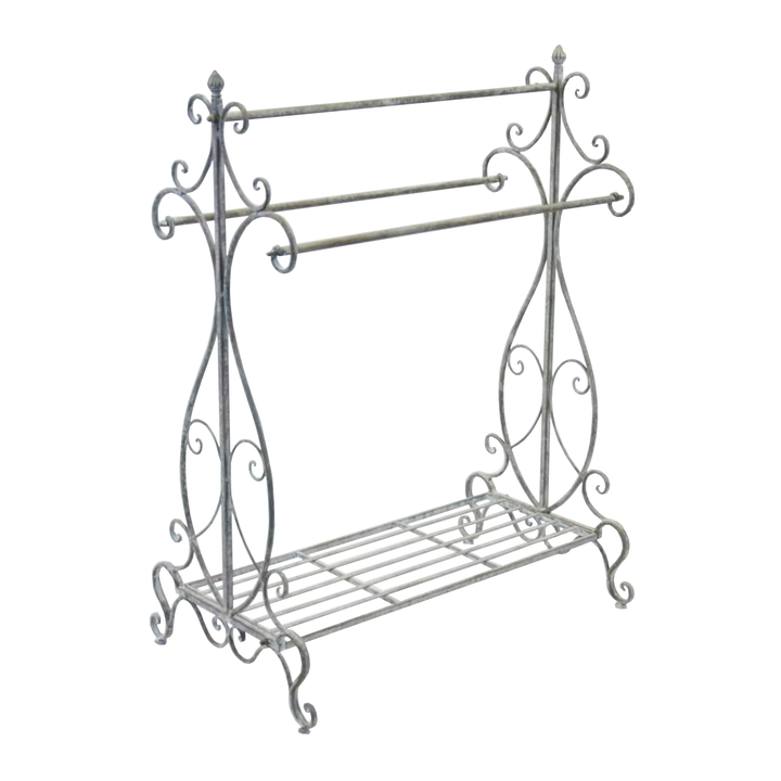 Towel Rack Holder Metal Antique Grey Wash