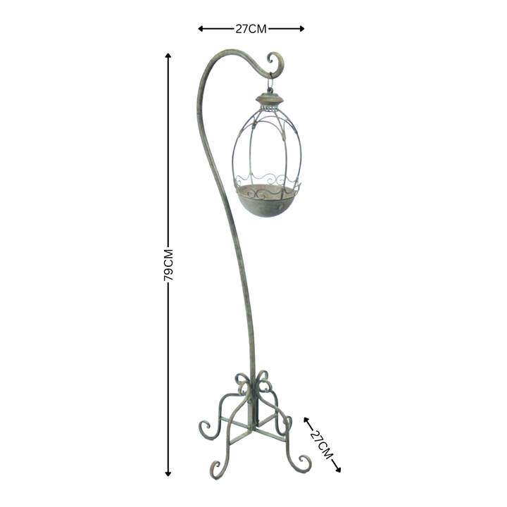 Hanging Planter - on Stand Rustic Green