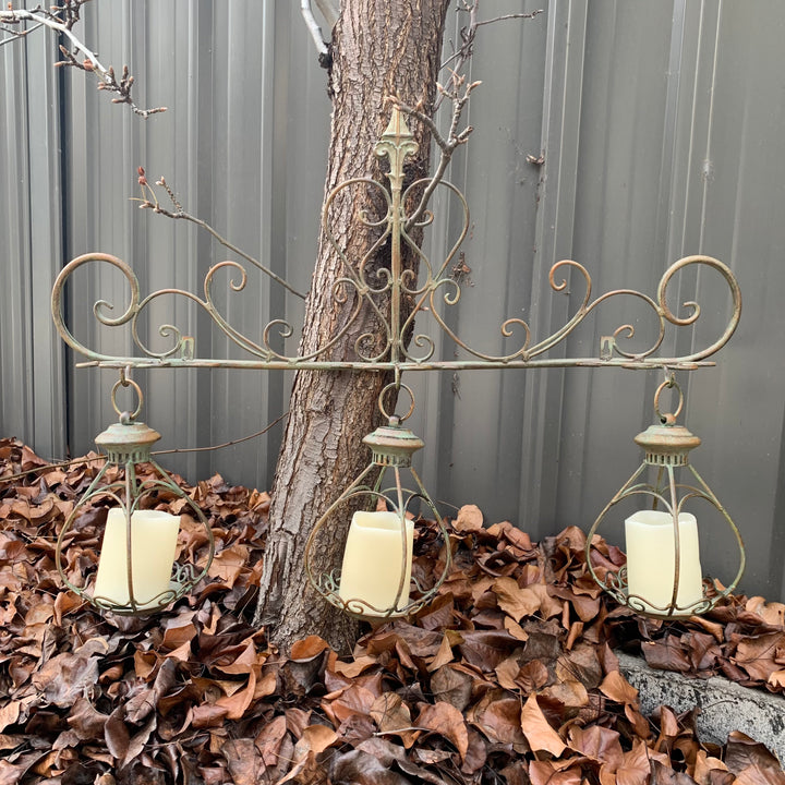 Wall Planter - with three Hanging Planters Rustic Green