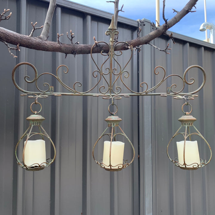 Wall Planter - with three Hanging Planters Rustic Green