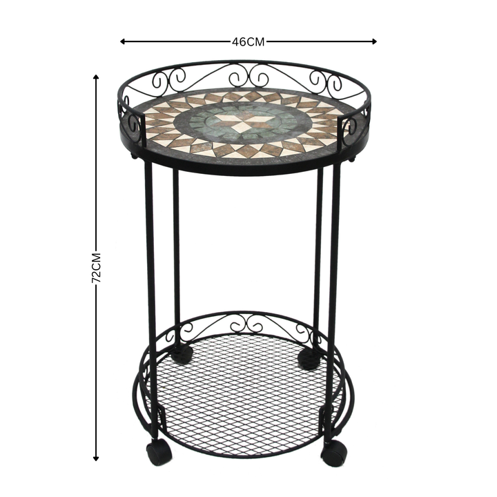 Trolley - with Wheels & Mosaic Top Neutrals