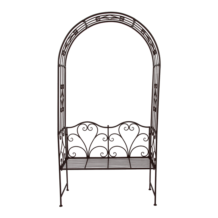 Garden Arch - with Bench Seat Rustic Brown