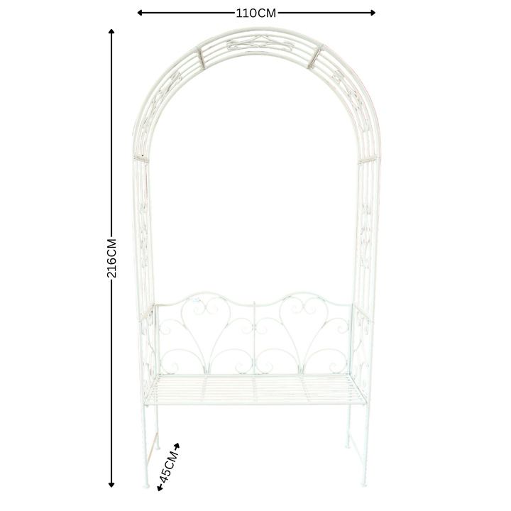 Garden Arch - with Bench Seat Rustic Cream