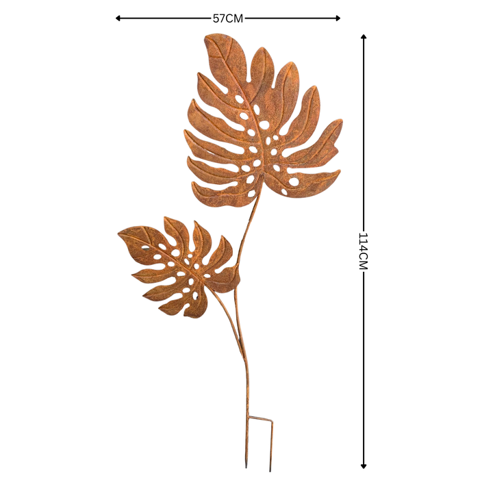 Garden Stake - Rust Decorative with Leaves