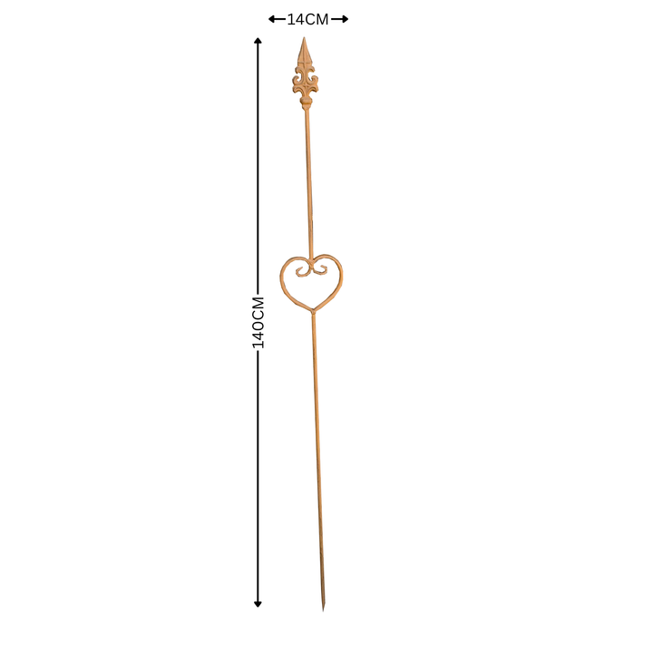 Garden Stake - Rust Decorative Heart Spear Head