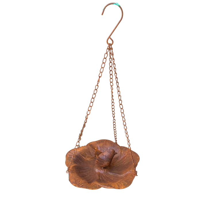 Birdfeeder - Hanging Petal Tray with Bird Rust