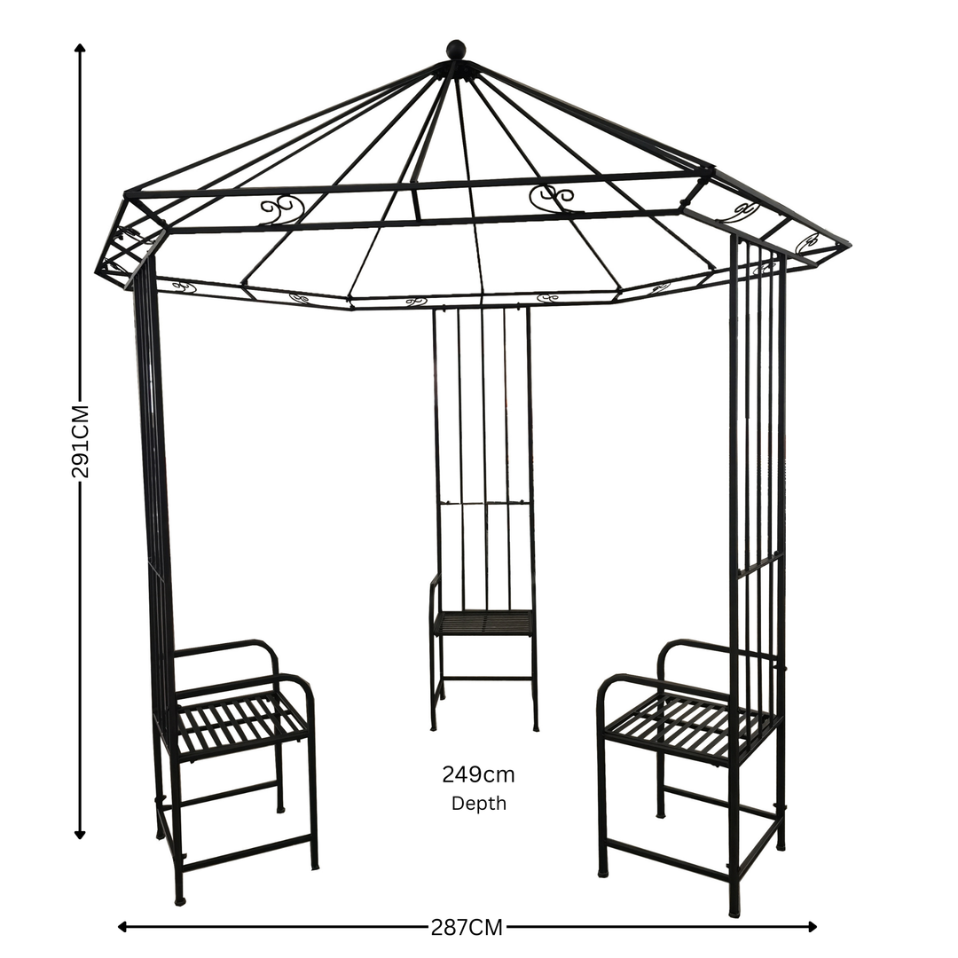 Garden Gazebo - Matteo with 3 seats Rust