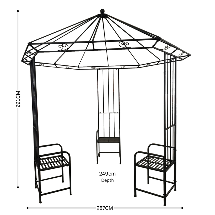 Garden Gazebo - Matteo with 3 seats Rust