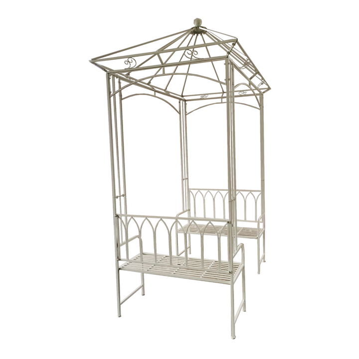 Garden Gazebo - Elena Square with Seats Cream