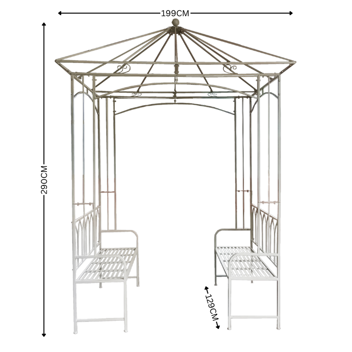 Garden Gazebo - Elena Square with Seats Cream