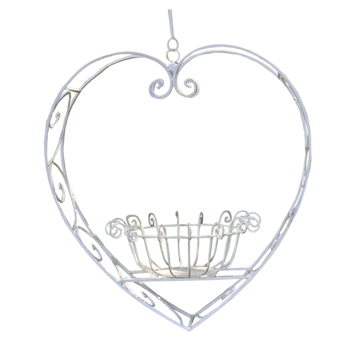 Hanging Planter - Heart Large Cream