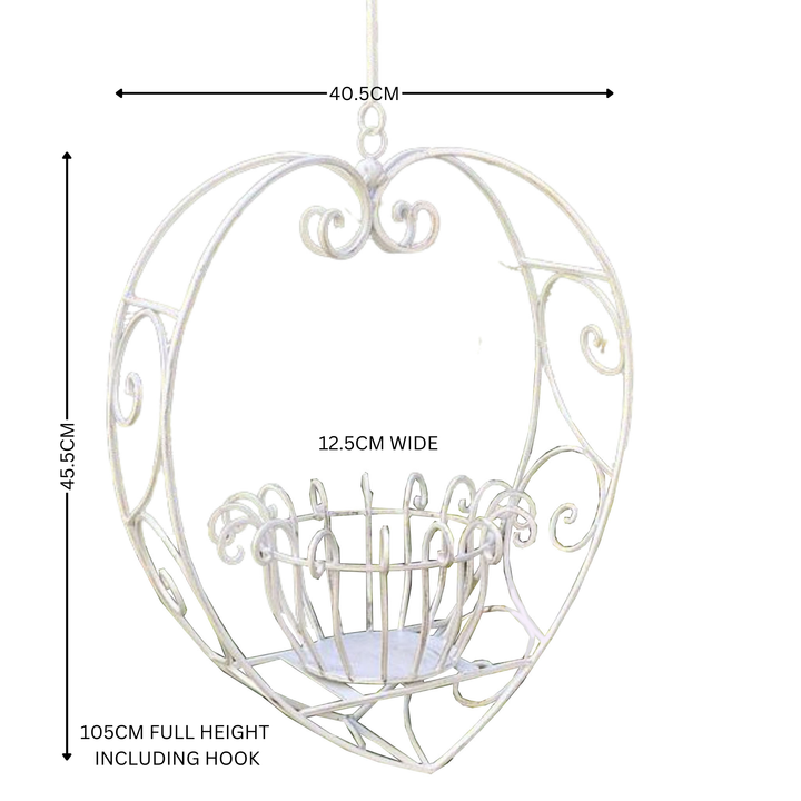 Hanging Planter - Heart Medium Cream