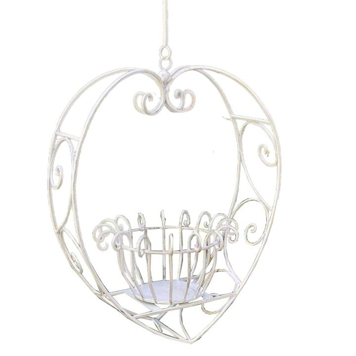 Hanging Planter - Heart Medium Cream