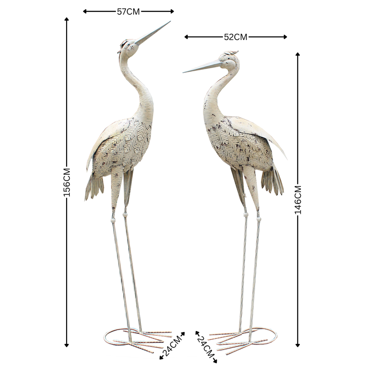 Crane Set - 2 Large Rustic Cream