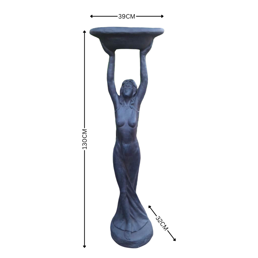 Statue - Lady Birdfeeder Dark Grey/ Black