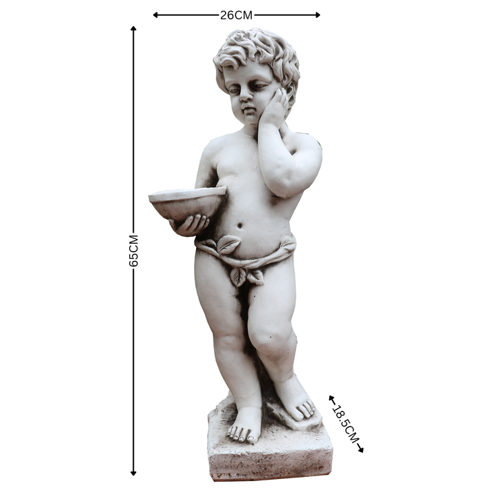 Statue - Cherub Holding Bowl