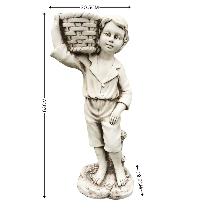 Statue - Holding Basket Planter Boy
