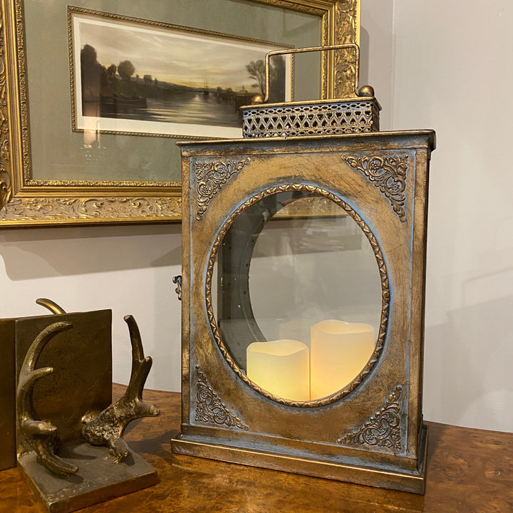 Metal Lantern with Glass - Jade