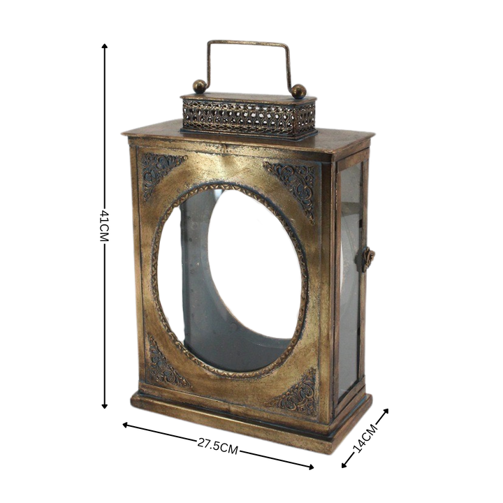 Metal Lantern with Glass - Jade