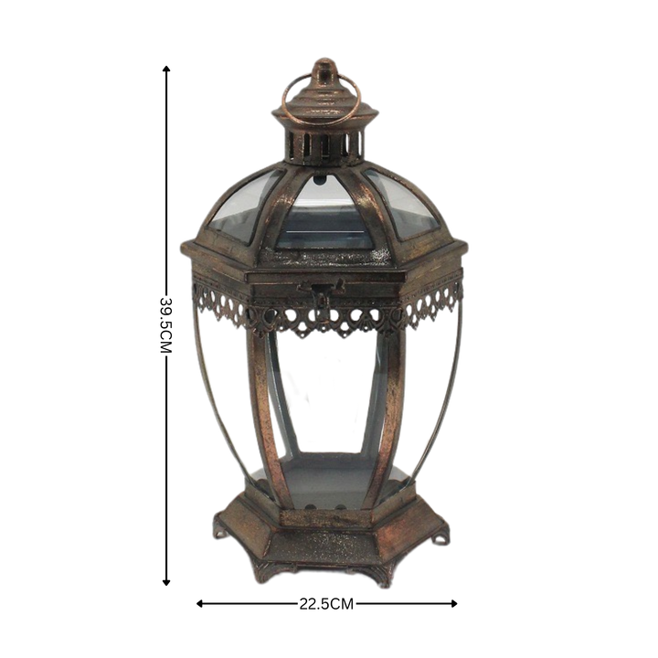 Metal Lantern with Glass - Pearl