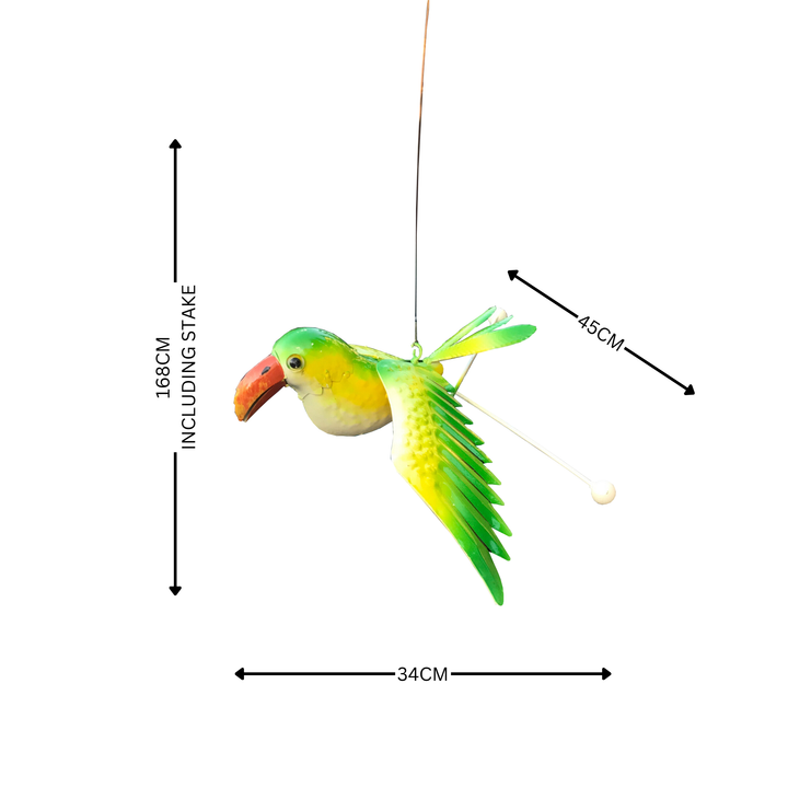 Garden Stake - Fishing Rod Green Bird