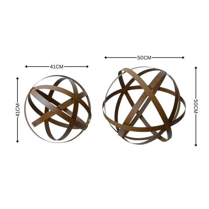 Metal Sculpture - Metal Sphere Garden Decor Set of 2