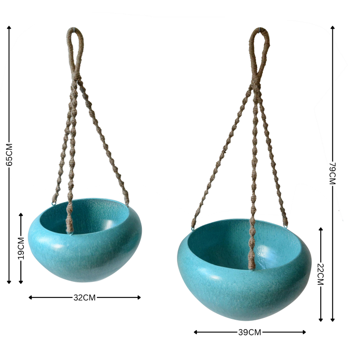 Hanging Planter - Set of 2 Aqua