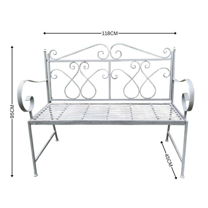 Garden Bench - Seat Zara White Wash Grey