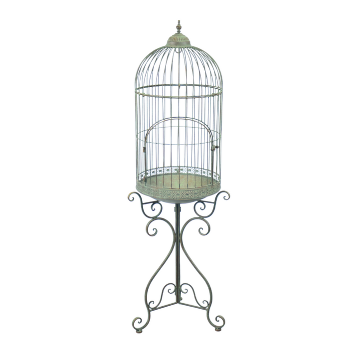 Bird Cage - on Stand Rustic Green