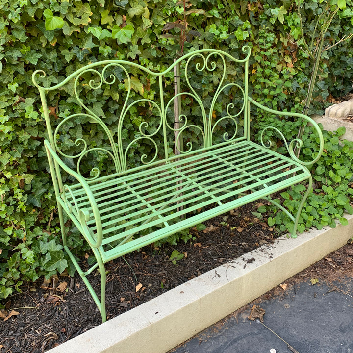 Garden Bench - Adele Metal Green Brush