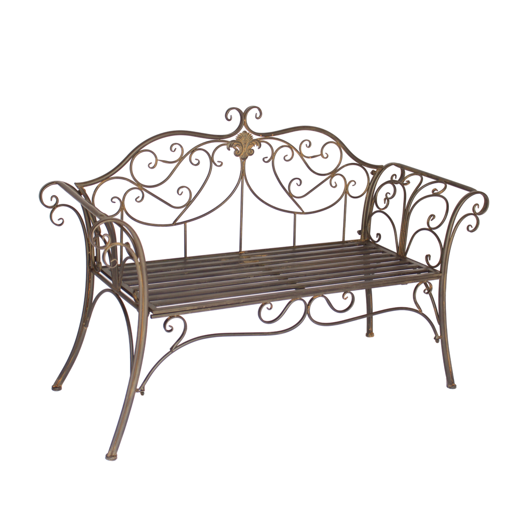 Garden Bench Seat Verona Metal Rustic Brown
