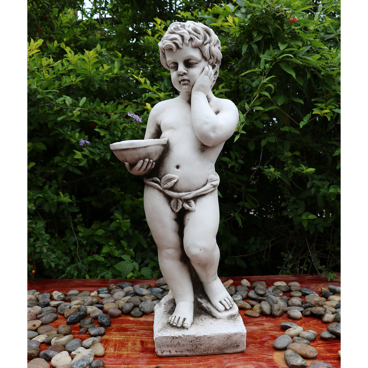 Statue - Cherub Holding Bowl