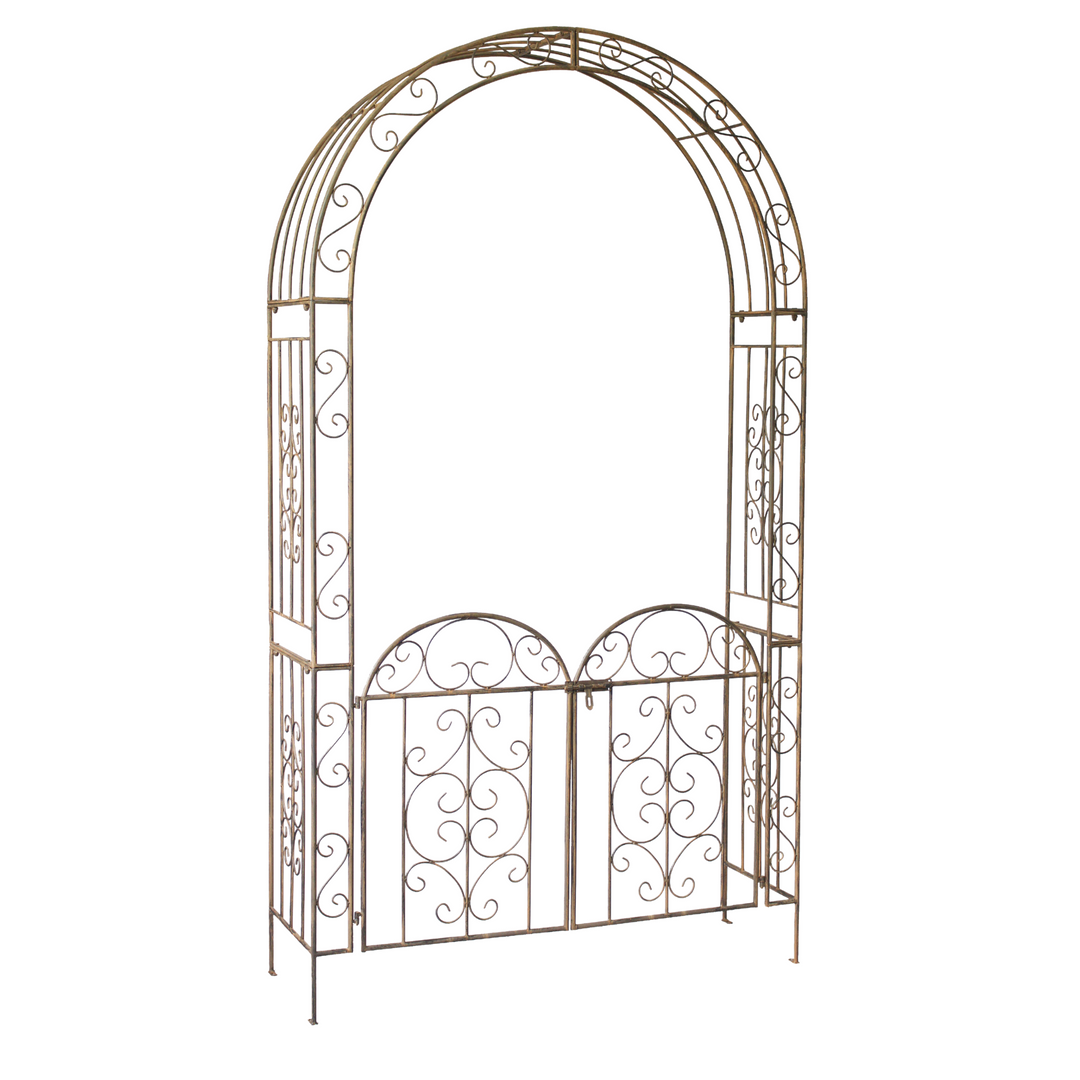 Garden Arch w Gate Rustic Brown