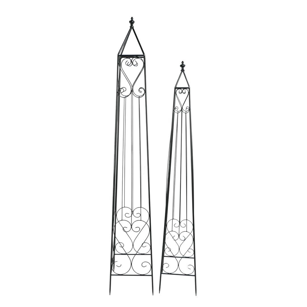 Plant Trellis Obelisk Climbing Support Frame Set of Two Black