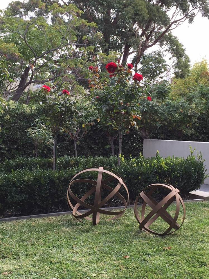 Metal Sculpture - Metal Sphere Garden Decor Set of 2