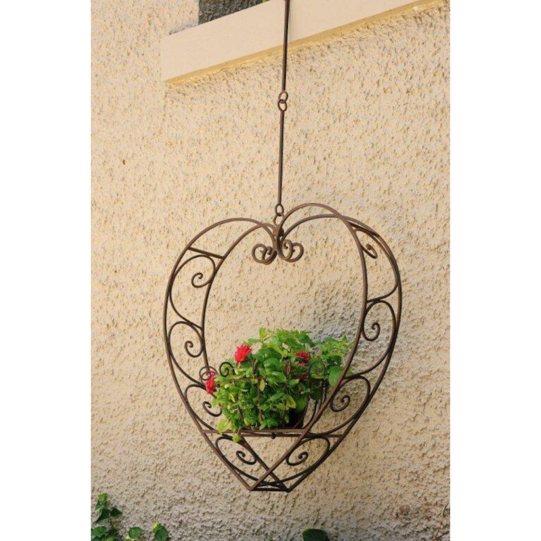 Hanging Planter - Heart Medium Rustic Brown